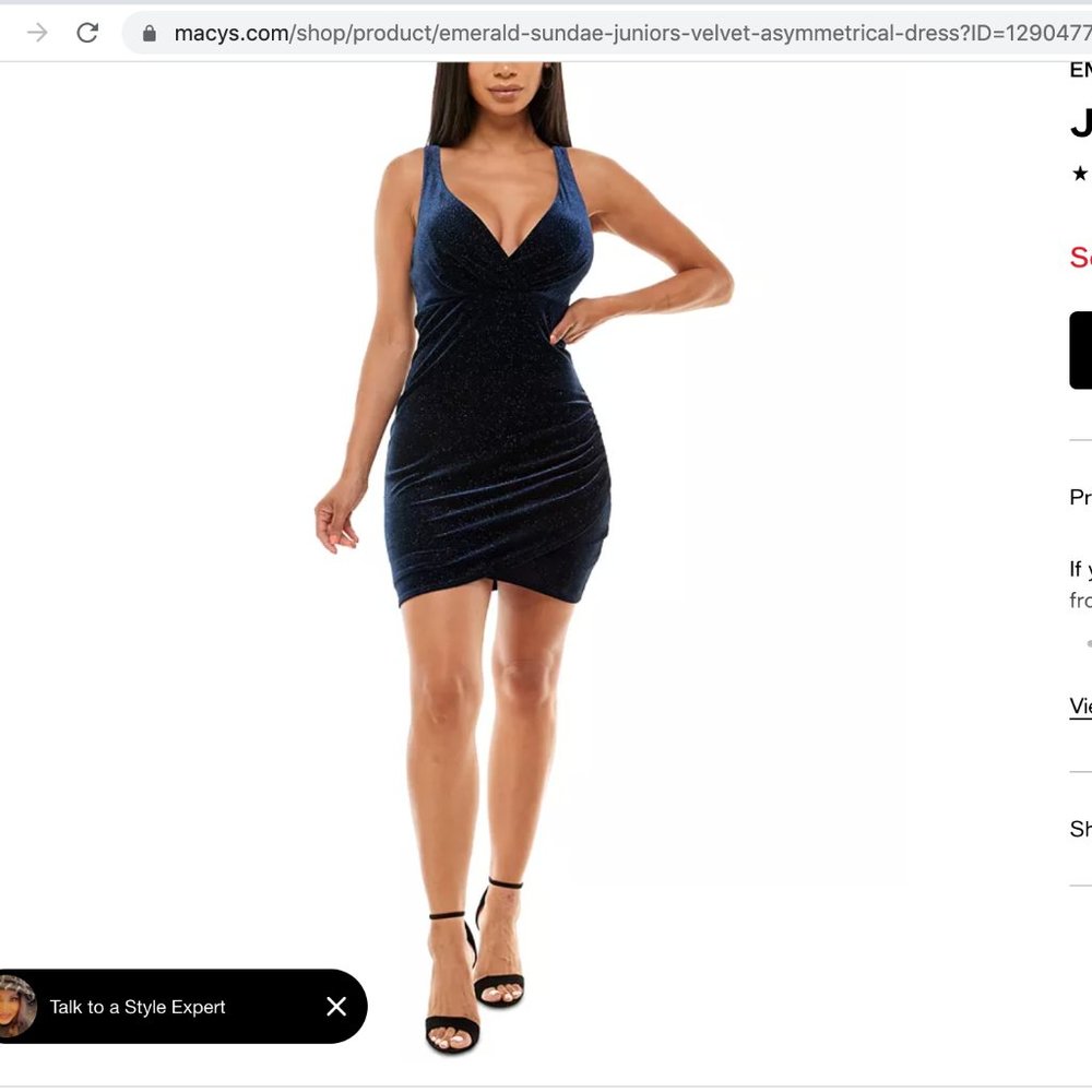 EMERALD SUNDAE- Juniors' Velvet Asymmetrical Dress (Used once)